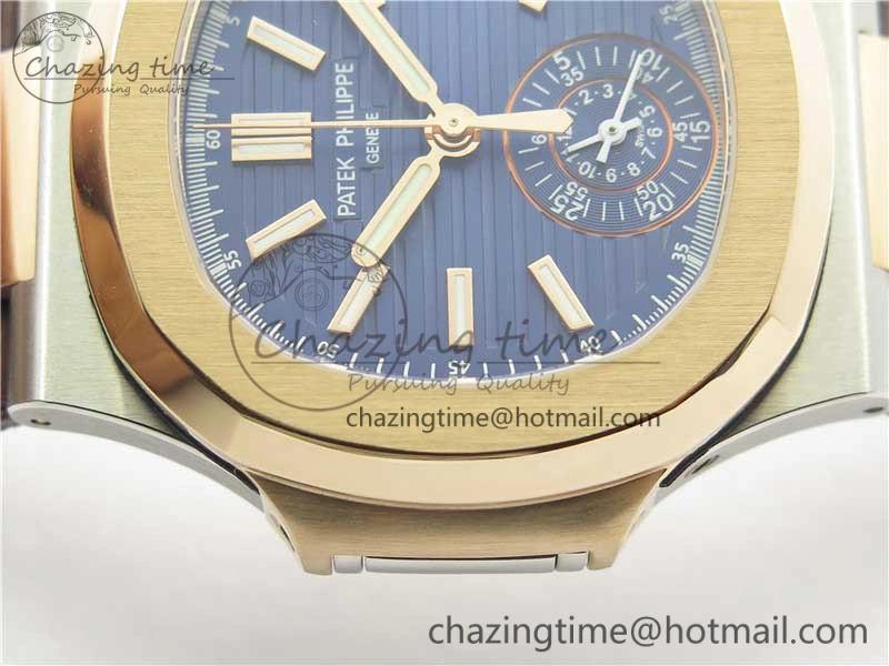 Nautilus 5980 SS RG 3KF Best Edition Blue Dial on Brown Leather Strap A7750