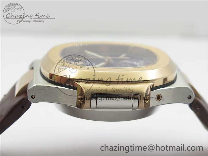 Nautilus 5980 SS RG 3KF Best Edition Blue Dial on Brown Leather Strap A7750