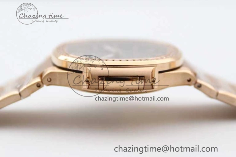 Nautilus 7118 Ladies RG MSF 1:1 Best Edition Gray Dial Diamonds Bezel on RG Bracelet A324 Super Clone