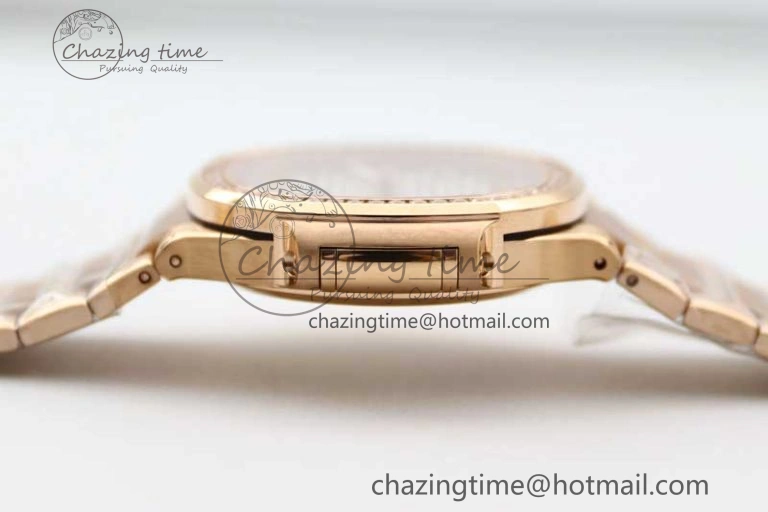Nautilus 7118 Ladies RG MSF 1:1 Best Edition White Dial Diamonds Bezel on RG Bracelet A324 Super Clone