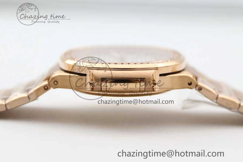 Nautilus 7118 Ladies RG MSF 1:1 Best Edition White Dial Diamonds Bezel on RG Bracelet A324 Super Clone