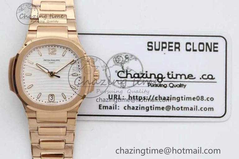 Nautilus 7118 Ladies RG MSF 1:1 Best Edition White Dial on RG Bracelet A324 Super Clone