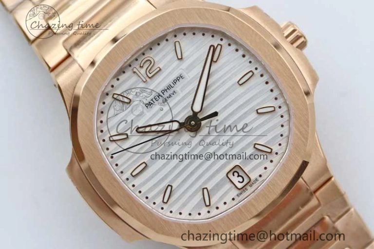 Nautilus 7118 Ladies RG MSF 1:1 Best Edition White Dial on RG Bracelet A324 Super Clone