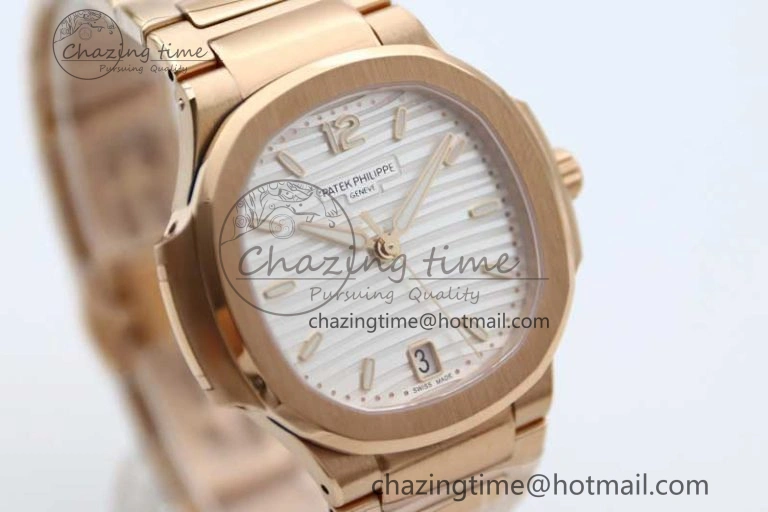 Nautilus 7118 Ladies RG MSF 1:1 Best Edition White Dial on RG Bracelet A324 Super Clone
