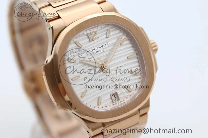 Nautilus 7118 Ladies RG MSF 1:1 Best Edition White Dial on RG Bracelet A324 Super Clone