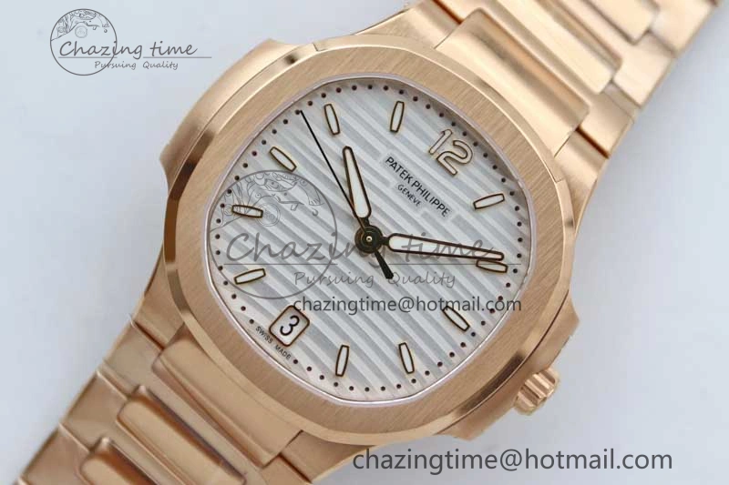Nautilus 7118 Ladies RG MSF 1:1 Best Edition White Dial on RG Bracelet A324 Super Clone