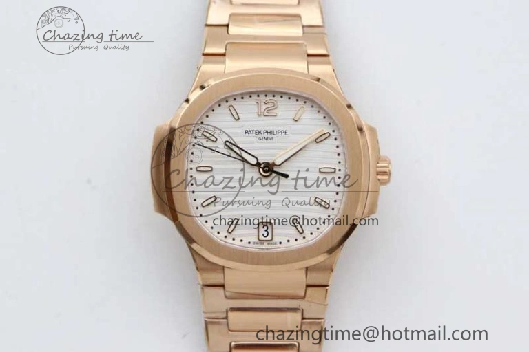 Nautilus 7118 Ladies RG MSF 1:1 Best Edition White Dial on RG Bracelet A324 Super Clone