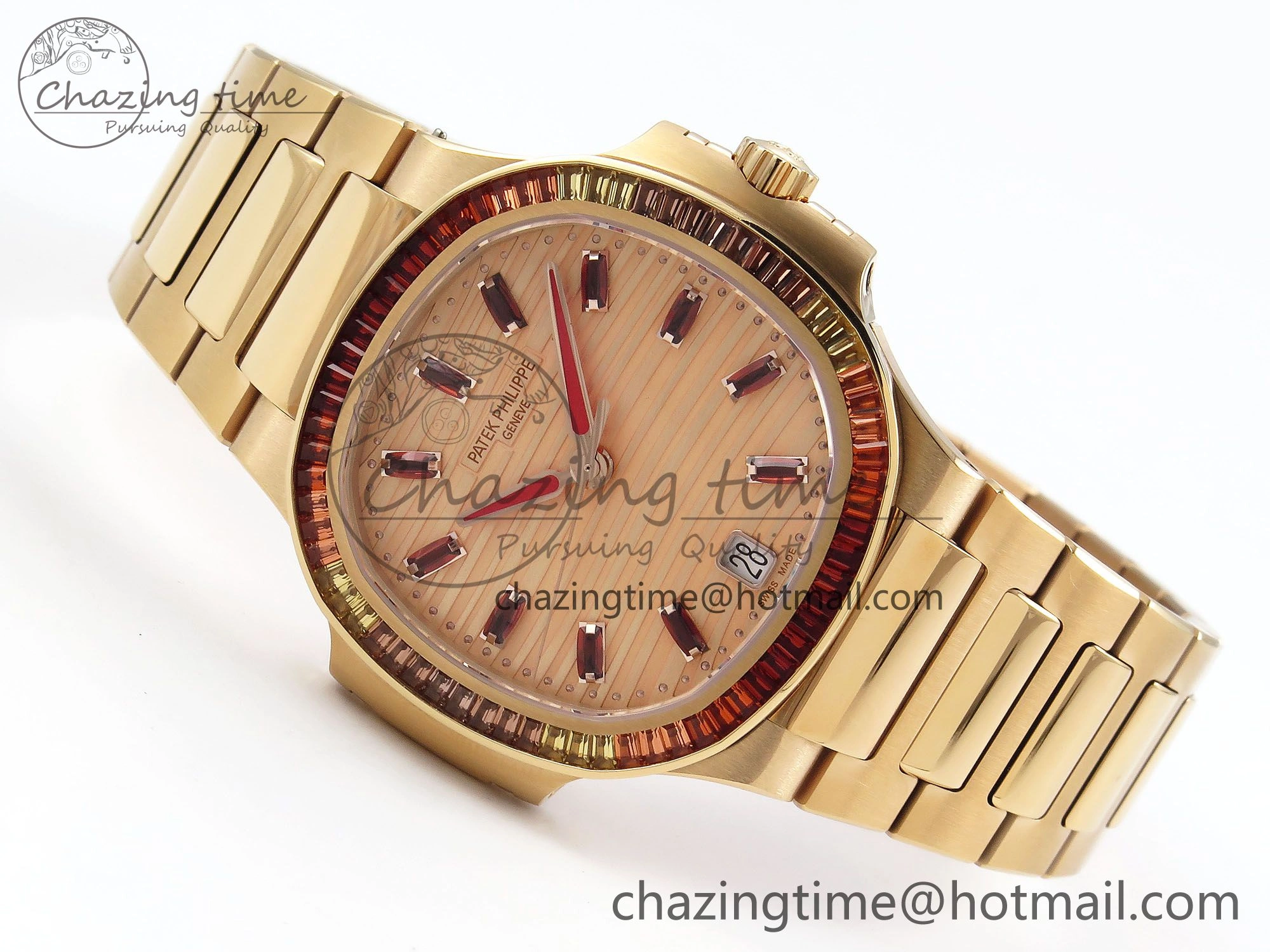 Nautilus 7118 Ladies RG Orange Diamonds PPF 1:1 Best Edition RG Dial on RG Bracelet 324CS