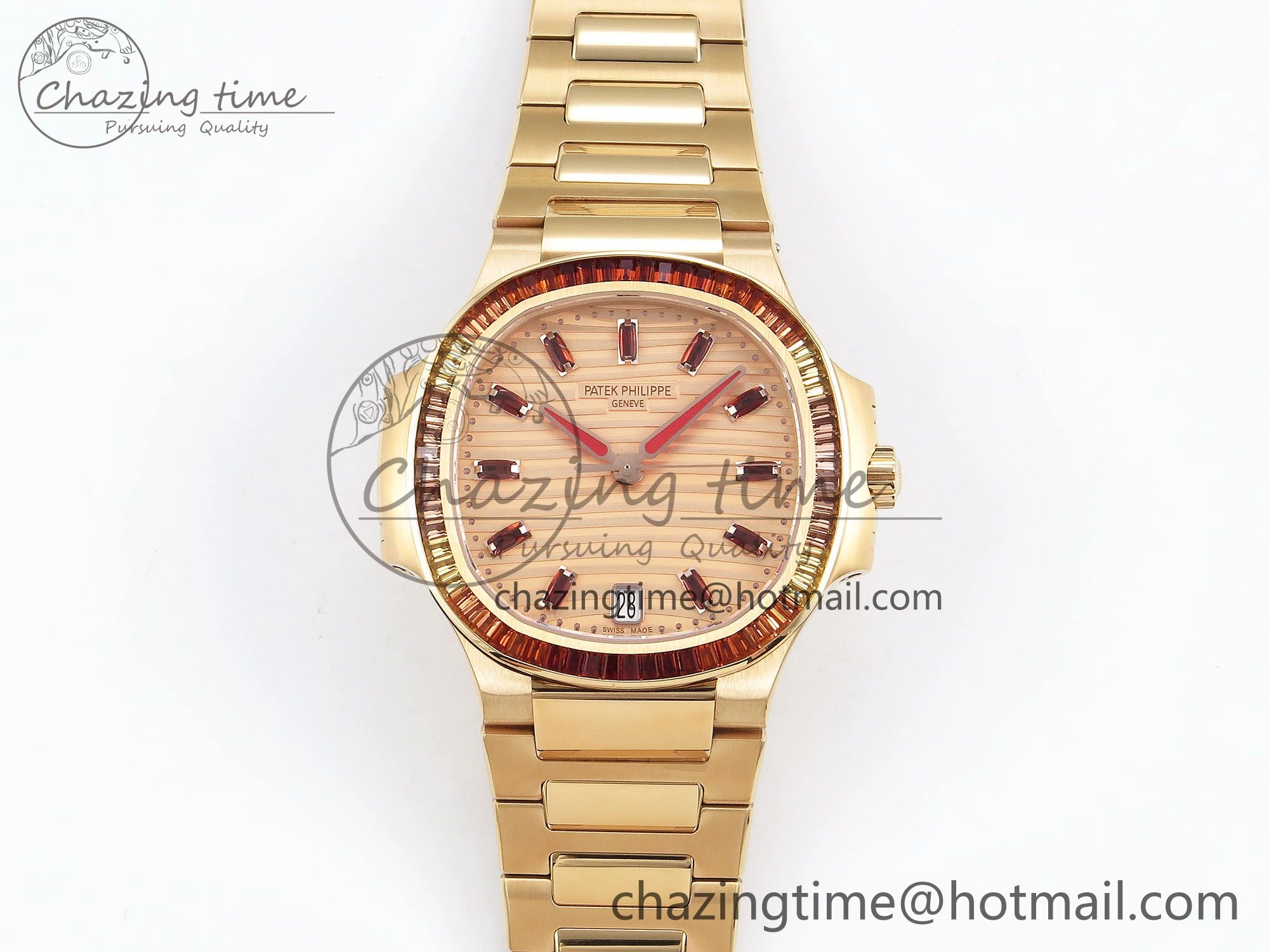 Nautilus 7118 Ladies RG Orange Diamonds PPF 1:1 Best Edition RG Dial on RG Bracelet 324CS