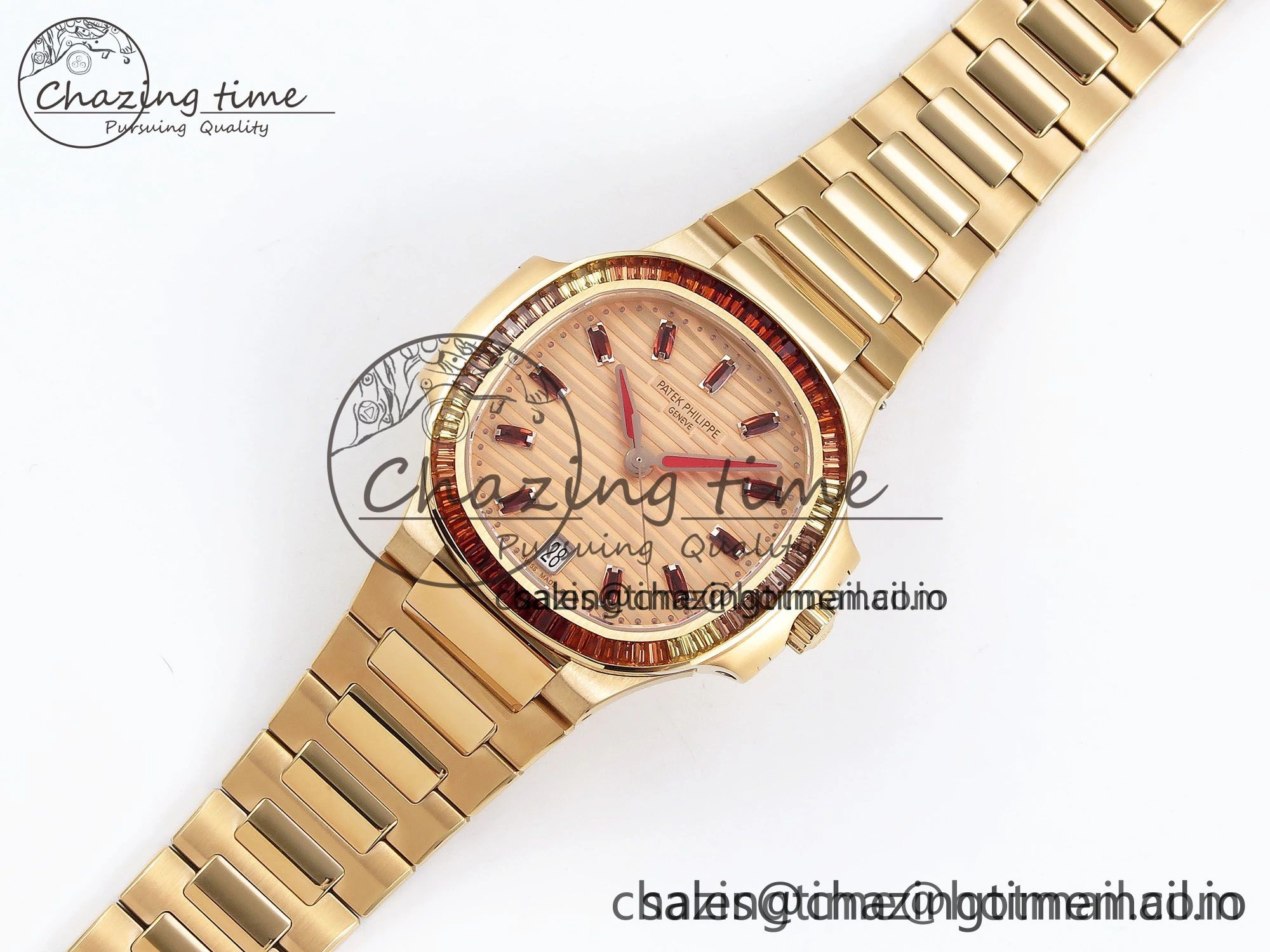 Nautilus 7118 Ladies RG Orange Diamonds PPF 1:1 Best Edition RG Dial on RG Bracelet 324CS