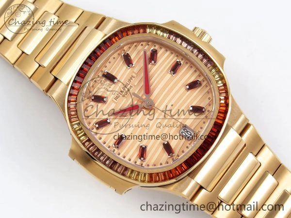 Nautilus 7118 Ladies RG Orange Diamonds PPF 1:1 Best Edition RG Dial on RG Bracelet 324CS