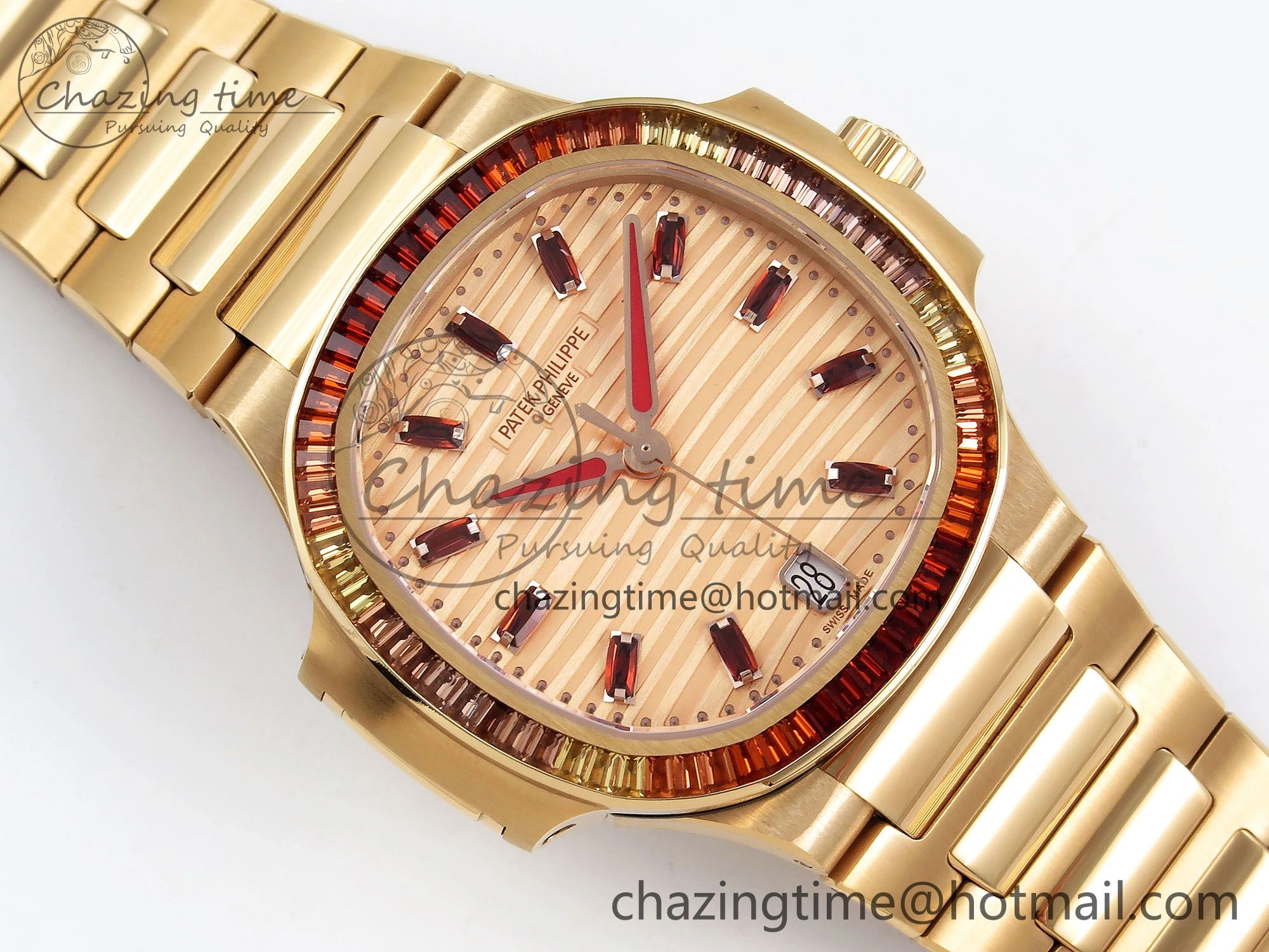 Nautilus 7118 Ladies RG Orange Diamonds PPF 1:1 Best Edition RG Dial on RG Bracelet 324CS