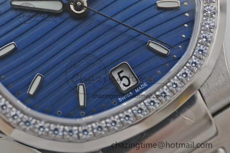 Nautilus 7118 1A MSF 1:1 Best Edition Blue Textured Dial Diamonds Bezel on SS Bracelet A324 Super Clone