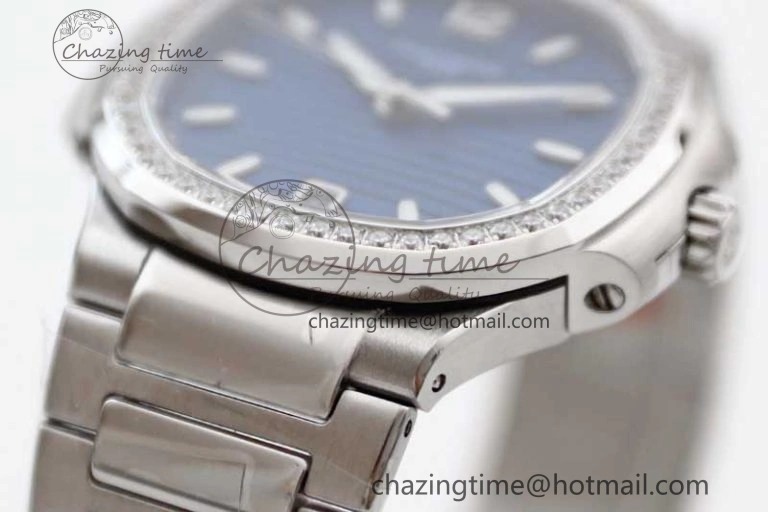 Nautilus 7118 1A MSF 1:1 Best Edition Blue Textured Dial Diamonds Bezel on SS Bracelet A324 Super Clone
