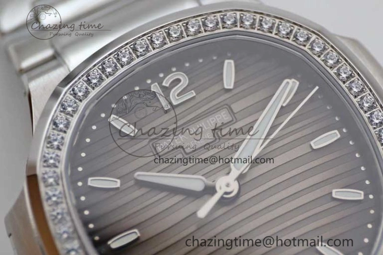 Nautilus 7118 1A MSF 1:1 Best Edition Gray Textured Dial Diamonds Bezel on SS Bracelet A324 Super Clone