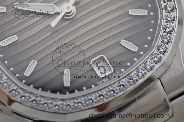 Nautilus 7118 1A MSF 1:1 Best Edition Gray Textured Dial Diamonds Bezel on SS Bracelet A324 Super Clone