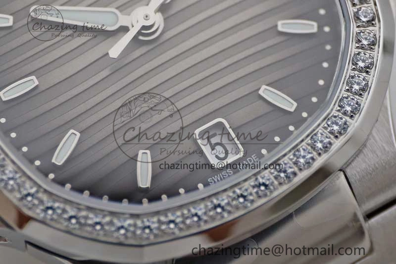 Nautilus 7118 1A MSF 1:1 Best Edition Gray Textured Dial Diamonds Bezel on SS Bracelet A324 Super Clone