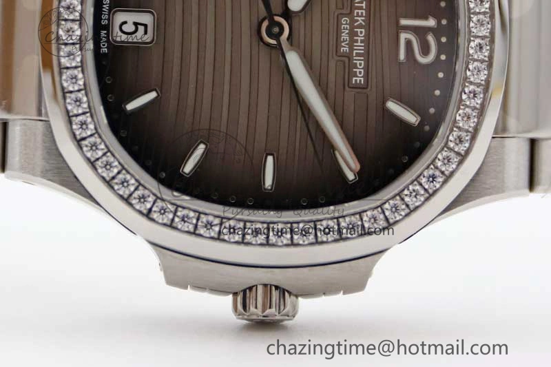 Nautilus 7118 1A MSF 1:1 Best Edition Gray Textured Dial Diamonds Bezel on SS Bracelet A324 Super Clone