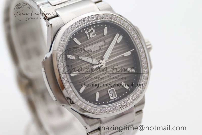 Nautilus 7118 1A MSF 1:1 Best Edition Gray Textured Dial Diamonds Bezel on SS Bracelet A324 Super Clone
