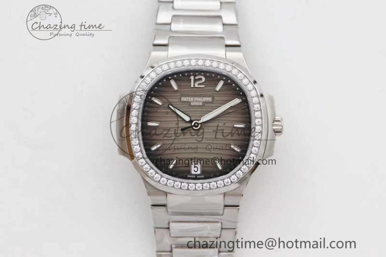 Nautilus 7118 1A MSF 1:1 Best Edition Gray Textured Dial Diamonds Bezel on SS Bracelet A324 Super Clone