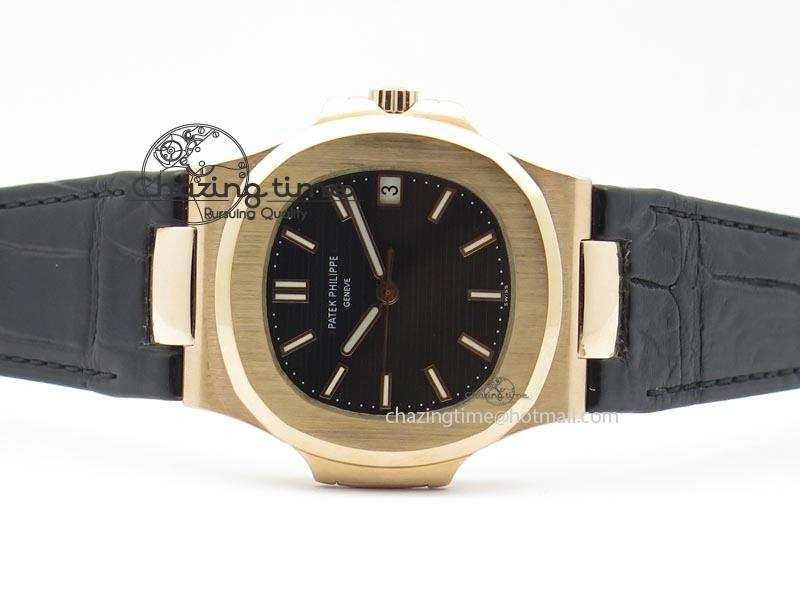 Nautilus Jumbo 18K Wrapped RG BP-Maker Edition Black Dial On Black Leather Strap PP324CS