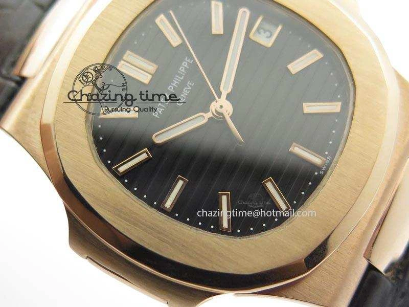 Nautilus Jumbo 18K Wrapped RG BP-Maker Edition Black Dial On Black Leather Strap PP324CS