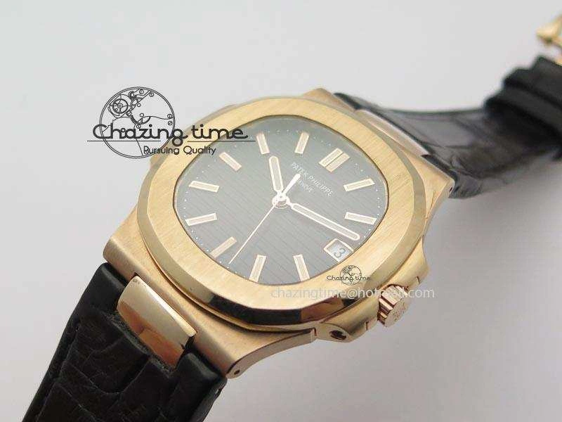 Nautilus Jumbo 18K Wrapped RG BP-Maker Edition Black Dial On Black Leather Strap PP324CS