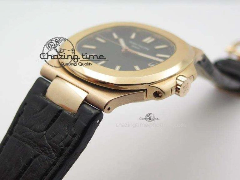 Nautilus Jumbo 18K Wrapped RG BP-Maker Edition Black Dial On Black Leather Strap PP324CS