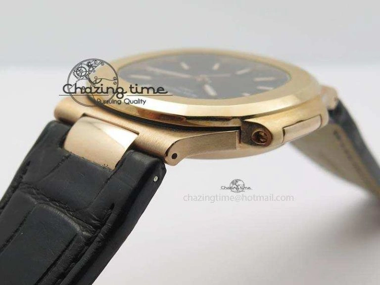 Nautilus Jumbo 18K Wrapped RG BP-Maker Edition Black Dial On Black Leather Strap PP324CS
