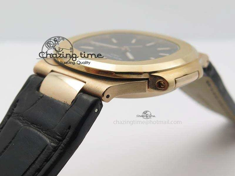 Nautilus Jumbo 18K Wrapped RG BP-Maker Edition Black Dial On Black Leather Strap PP324CS