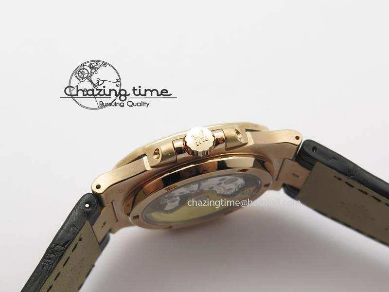 Nautilus Jumbo 18K Wrapped RG BP-Maker Edition Black Dial On Black Leather Strap PP324CS