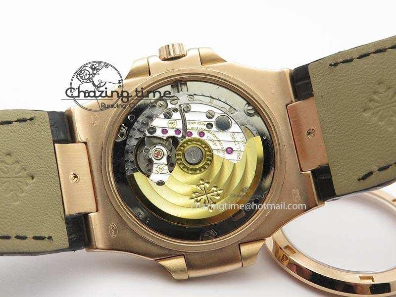 Nautilus Jumbo 18K Wrapped RG BP-Maker Edition Black Dial On Black Leather Strap PP324CS