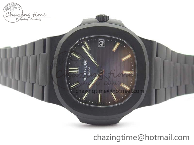 Nautilus Jumbo 5711 DLC PPF 1:1 Best Edition Blue Textured Dial on DLC Bracelet PPF324