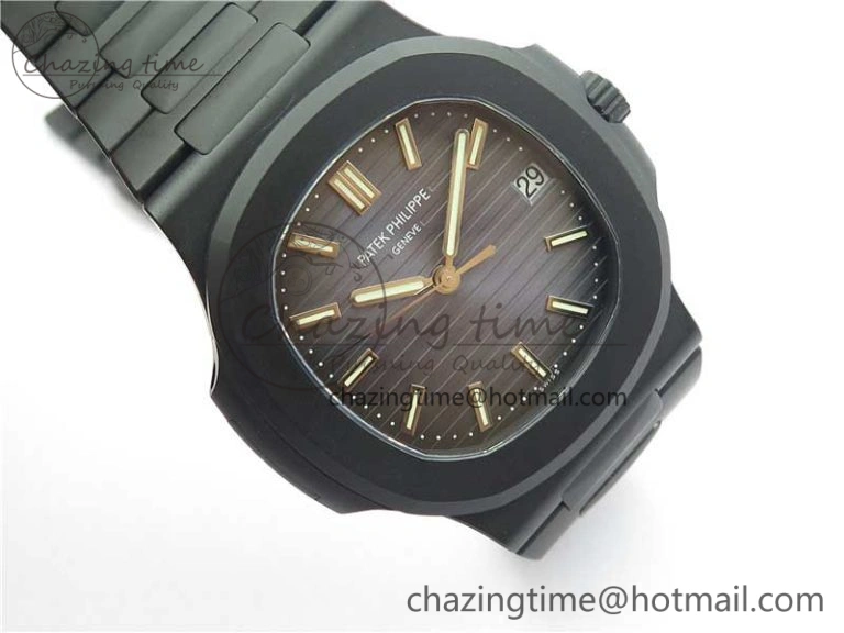 Nautilus Jumbo 5711 DLC PPF 1:1 Best Edition Blue Textured Dial on DLC Bracelet PPF324