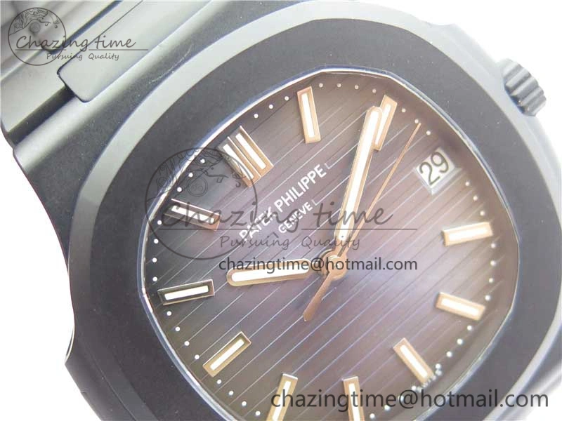 Nautilus Jumbo 5711 DLC PPF 1:1 Best Edition Blue Textured Dial on DLC Bracelet PPF324