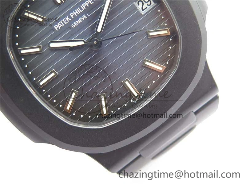 Nautilus Jumbo 5711 DLC PPF 1:1 Best Edition Blue Textured Dial on DLC Bracelet PPF324