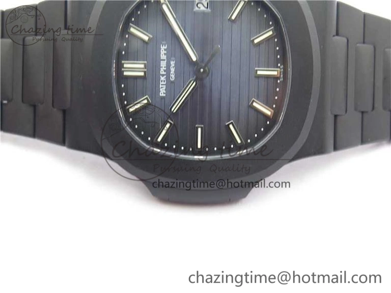 Nautilus Jumbo 5711 DLC PPF 1:1 Best Edition Blue Textured Dial on DLC Bracelet PPF324