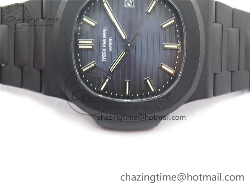 Nautilus Jumbo 5711 DLC PPF 1:1 Best Edition Blue Textured Dial on DLC Bracelet PPF324