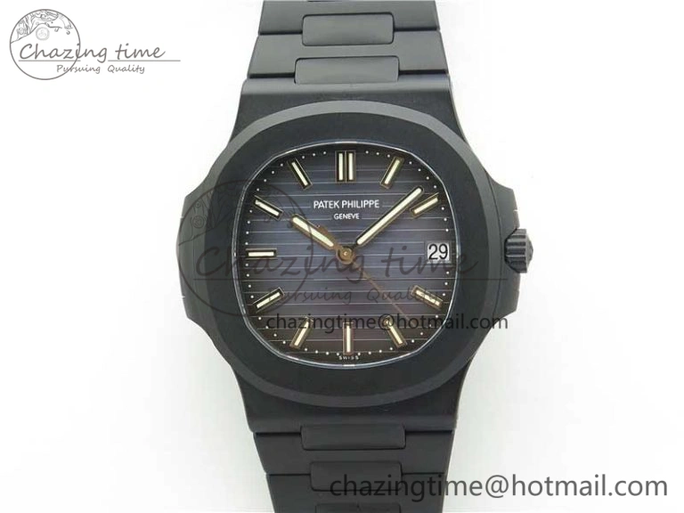 Nautilus Jumbo 5711 DLC PPF 1:1 Best Edition Blue Textured Dial on DLC Bracelet PPF324
