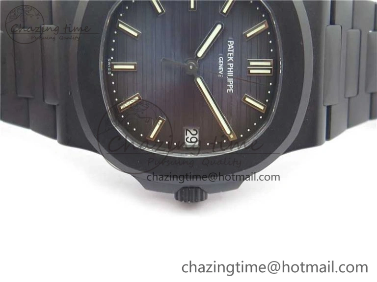 Nautilus Jumbo 5711 DLC PPF 1:1 Best Edition Blue Textured Dial on DLC Bracelet PPF324