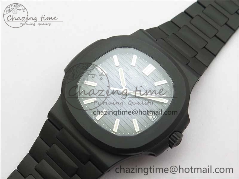 Nautilus Jumbo 5711 DLC PPF 1:1 Best Edition Blue Textured Dial on DLC Bracelet PPF324