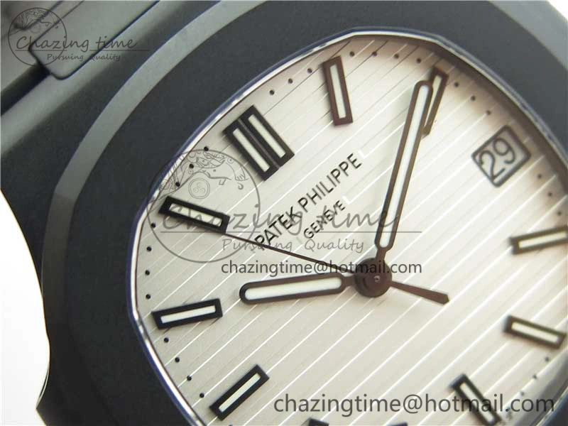 Nautilus Jumbo 5711 DLC PPF 1:1 Best Edition White Textured Dial on DLC Bracelet PPF324