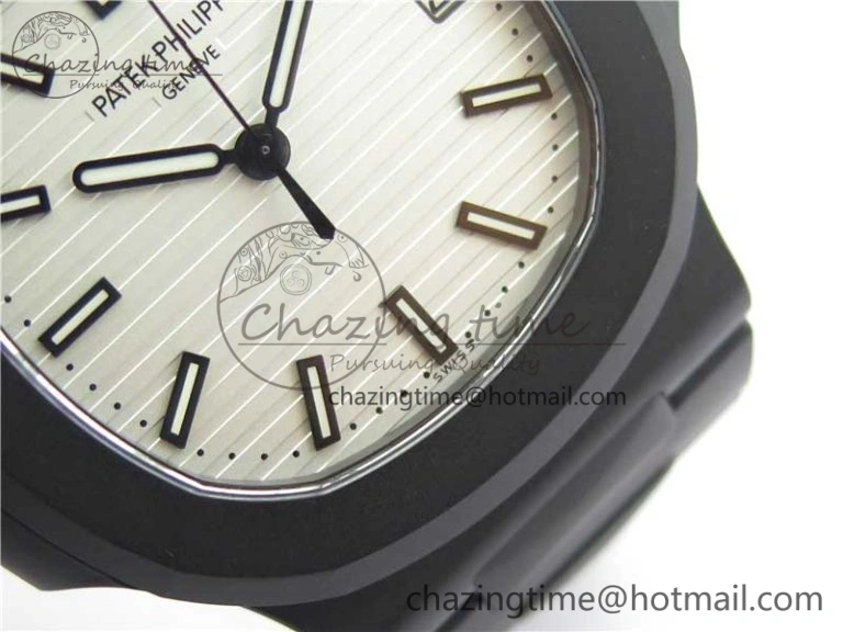 Nautilus Jumbo 5711 DLC PPF 1:1 Best Edition White Textured Dial on DLC Bracelet PPF324
