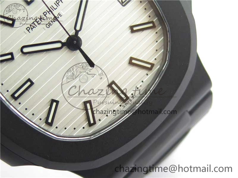 Nautilus Jumbo 5711 DLC PPF 1:1 Best Edition White Textured Dial on DLC Bracelet PPF324
