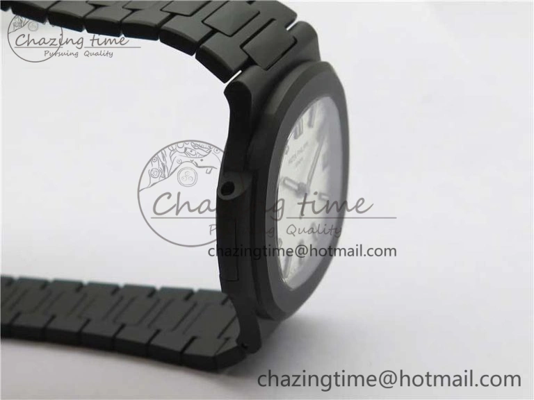 Nautilus Jumbo 5711 DLC PPF 1:1 Best Edition White Textured Dial on DLC Bracelet PPF324