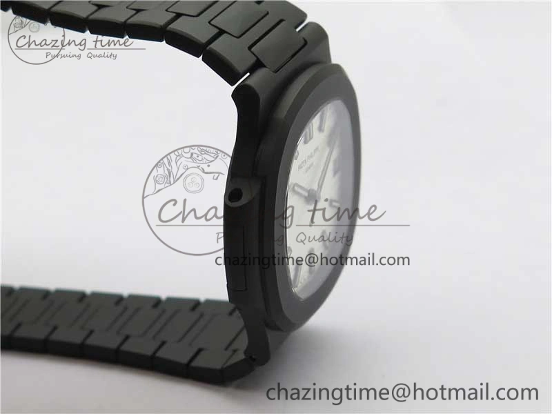 Nautilus Jumbo 5711 DLC PPF 1:1 Best Edition White Textured Dial on DLC Bracelet PPF324