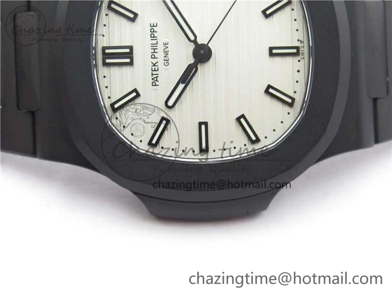 Nautilus Jumbo 5711 DLC PPF 1:1 Best Edition White Textured Dial on DLC Bracelet PPF324