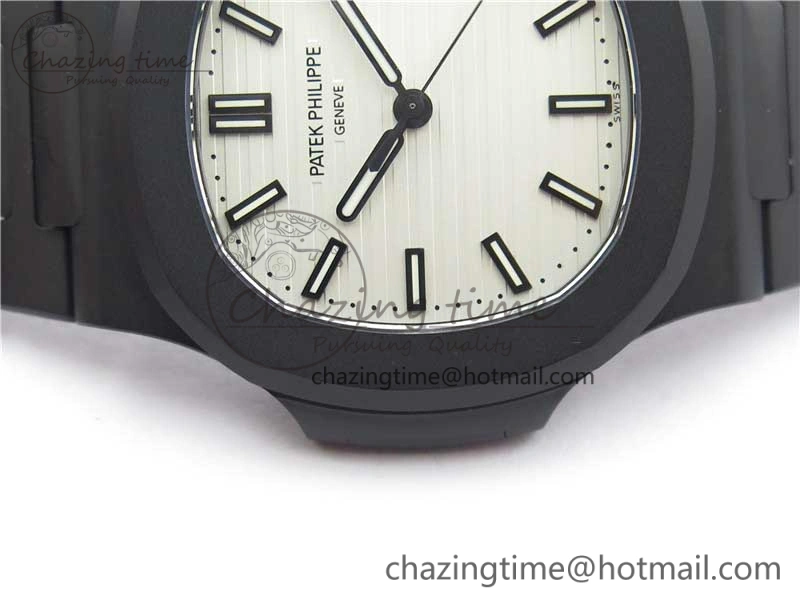 Nautilus Jumbo 5711 DLC PPF 1:1 Best Edition White Textured Dial on DLC Bracelet PPF324