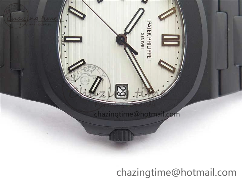 Nautilus Jumbo 5711 DLC PPF 1:1 Best Edition White Textured Dial on DLC Bracelet PPF324