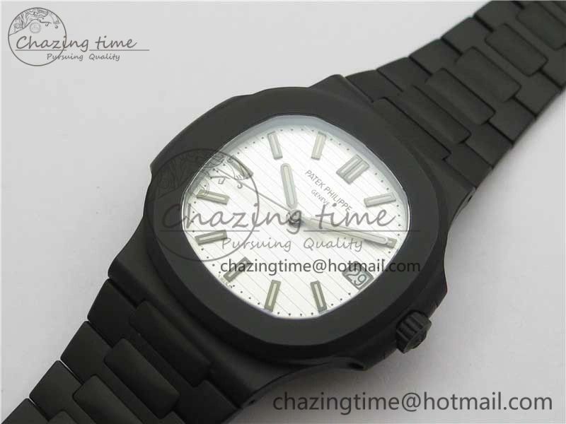 Nautilus Jumbo 5711 DLC PPF 1:1 Best Edition White Textured Dial on DLC Bracelet PPF324